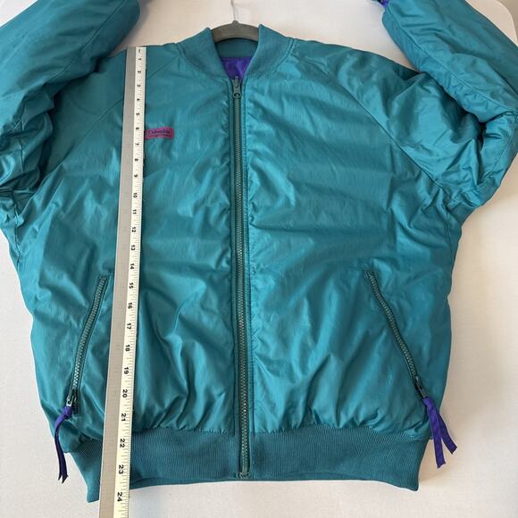 VTG Columbia Women's L Reversible Radial Puffy Ski Jacket 90's Retro Purple Teal - Picture 12 of 14